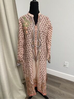 Elegant Pink Embroidered Women’s Long Dress